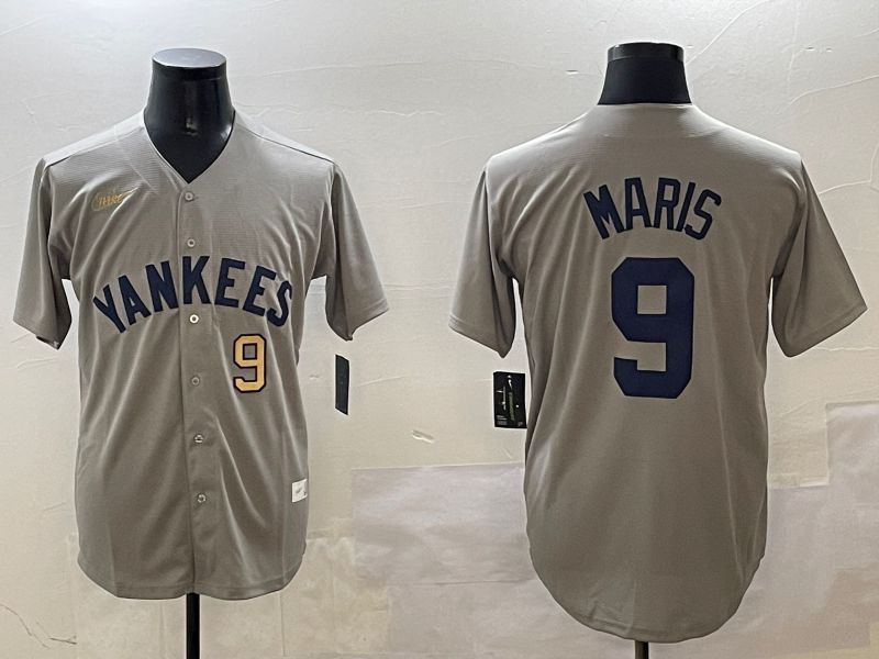 Men New York Yankees #9 Maris Grey Throwback Game 2025 Nike MLB Jersey style 4->new york yankees->MLB Jersey